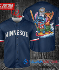 Minnesota Twins x Lilo & Stitch with Trophy Baseball Jersey Navy