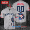 Minnesota Twins x Marvel Captain America Steve Rogers with Trophy Custom Baseball Jersey Gray Road