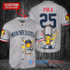 Minnesota Twins x Pikachu Pokemon with Trophy Custom Baseball Jersey Gray Road