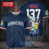 Minnesota Twins x Rick and Morty with Trophy Custom Baseball Jersey Navy