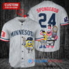 Minnesota Twins x SpongeBob SquarePants with Trophy Custom Baseball Jersey Gray Road