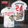 Minnesota Twins x SpongeBob SquarePants with Trophy Custom Baseball Jersey White