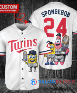 Minnesota Twins x SpongeBob SquarePants with Trophy Custom Baseball Jersey White