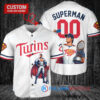 Minnesota Twins x Superman DC Comics with Trophy Custom Baseball Jersey White