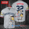 Minnesota Twins x The Simpsons Bart Simpson, Homer Simpson, Lisa Simpson with Trophy Custom Baseball Jersey Gray Road