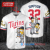 Minnesota Twins x The Simpsons Bart Simpson, Homer Simpson, Lisa Simpson with Trophy Custom Baseball Jersey White