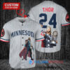 Minnesota Twins x Thor Marvel with Trophy Custom Baseball Jersey Gray Road