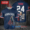 Minnesota Twins x Thor Marvel with Trophy Custom Baseball Jersey Navy