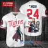 Minnesota Twins x Thor Marvel with Trophy Custom Baseball Jersey White