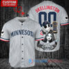 MN Twins Jack Skellington Sally World Series Trophy Baseball Jersey Gray