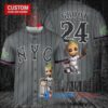 New York Mets x Baby Groot Marvel Guardians Of The Galaxy with Trophy Custom Baseball Jersey Graphite City Connect