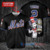 New York Mets x Dr Seuss with World Series Trophy Custom Baseball Jersey Black