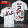New York Mets x Dr Seuss with World Series Trophy Custom Baseball Jersey White