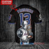 New York Mets x Friday the 13th Jason Voorhees Halloween with World Series Trophy Custom Baseball Jersey Black