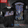 New York Mets x Ghostface Scream Halloween Halloween with World Series Trophy Custom Baseball Jersey Black