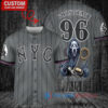 New York Mets x Ghostface Scream Halloween Halloween with World Series Trophy Custom Baseball Jersey Graphite City Connect
