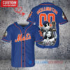 New York Mets x Jack Skellington and Sally The Nightmare Before Christmas with World Series Trophy Custom Baseball Jersey Royal