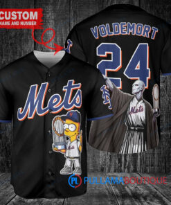 New York Mets x Lord Voldemort Harry Potter with Trophy Custom Baseball Jersey Black