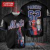 New York Mets x Marvel Spiderman with Trophy Custom Baseball Jersey Black
