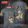 New York Mets x Pikachu Pokemon with Trophy Custom Baseball Jersey Graphite City Connect