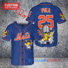 New York Mets x Pikachu Pokemon with Trophy Custom Baseball Jersey Royal