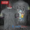 New York Mets x Rick and Morty with Trophy Custom Baseball Jersey Graphite City Connect