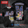 New York Mets x SpongeBob SquarePants with Trophy Custom Baseball Jersey Black