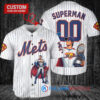 New York Mets x Superman DC Comics with Trophy Custom Baseball Jersey White