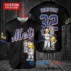 New York Mets x The Simpsons Bart Simpson, Homer Simpson, Lisa Simpson with Trophy Custom Baseball Jersey Black