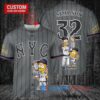 New York Mets x The Simpsons Bart Simpson, Homer Simpson, Lisa Simpson with Trophy Custom Baseball Jersey Graphite City Connect