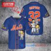 New York Mets x The Simpsons Bart Simpson, Homer Simpson, Lisa Simpson with Trophy Custom Baseball Jersey Royal