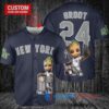 New York Yankees x Baby Groot Marvel Guardians Of The Galaxy with Trophy Custom Baseball Jersey Navy