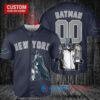 New York Yankees x DC Comics Batman The Dark Knight with Trophy Custom Baseball Jersey Navy