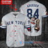 New York Yankees x Freddy Krueger A Nightmare on Elm Street Halloween with World Series Trophy Custom Baseball Jersey Gray