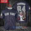 New York Yankees x Freddy Krueger A Nightmare on Elm Street Halloween with World Series Trophy Custom Baseball Jersey Navy