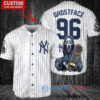 New York Yankees x Ghostface Scream Halloween Halloween with World Series Trophy Custom Baseball Jersey White
