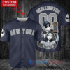 New York Yankees x Jack Skellington and Sally The Nightmare Before Christmas with World Series Trophy Custom Baseball Jersey Navy