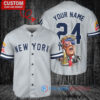New York Yankees x Limited Edition with World Series Trophy Custom Baseball Jersey Gray