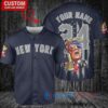 New York Yankees x Limited Edition with World Series Trophy Custom Baseball Jersey Navy
