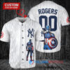 New York Yankees x Marvel Captain America Steve Rogers with Trophy Custom Baseball Jersey White