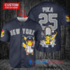New York Yankees x Pikachu Pokemon with Trophy Custom Baseball Jersey Navy