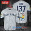 New York Yankees x Rick and Morty with Trophy Custom Baseball Jersey Gray