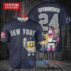 New York Yankees x SpongeBob SquarePants with Trophy Custom Baseball Jersey Navy