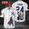 New York Yankees x Thor Marvel with Trophy Custom Baseball Jersey White