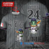 NY Mets Baby Yoda Star Wars Mandalorian Trophy Baseball Jersey Graphite City Connect