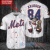 NY Mets Freddy Krueger Halloween World Series Trophy Baseball Jersey White