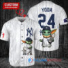 NY Yankees Baby Yoda Star Wars Mandalorian Trophy Baseball Jersey White