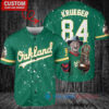 Oakland A's Freddy Krueger Halloween World Series Trophy Baseball Jersey Green