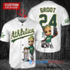 Oakland Athletics x Baby Groot Marvel Guardians Of The Galaxy with Trophy Custom Baseball Jersey White