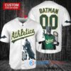 Oakland Athletics x DC Comics Batman The Dark Knight with Trophy Custom Baseball Jersey White